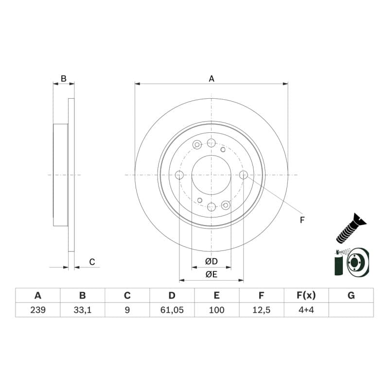 BOSCH 0 986 479 E95 stabdžių diskas