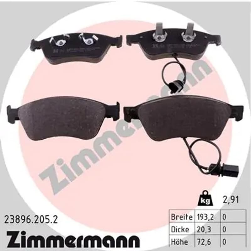 ZIMMERMANN stabdžių trinkelių rinkinys, diskinis stabdys 23896.205.2