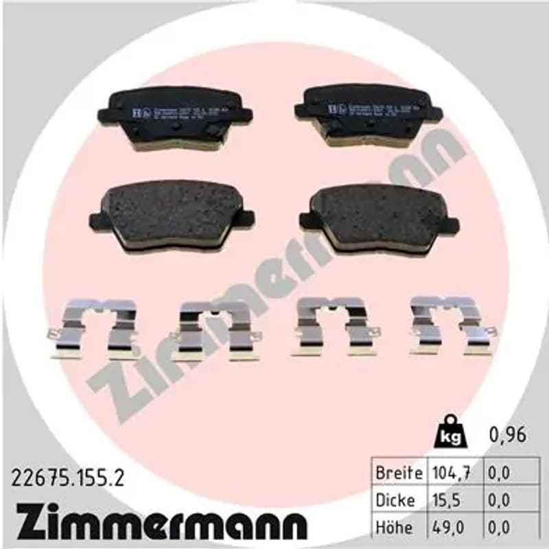 ZIMMERMANN stabdžių trinkelių rinkinys, diskinis stabdys 22675.155.2