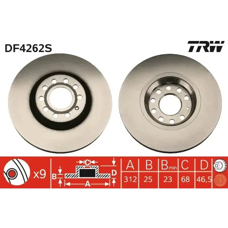 TRW stabdžių diskas DF4262S