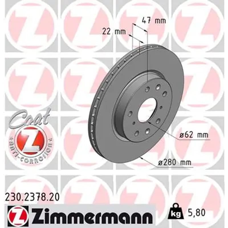 ZIMMERMANN stabdžių diskas 230.2378.20