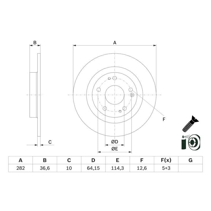 BOSCH 0 986 479 G90 stabdžių diskas