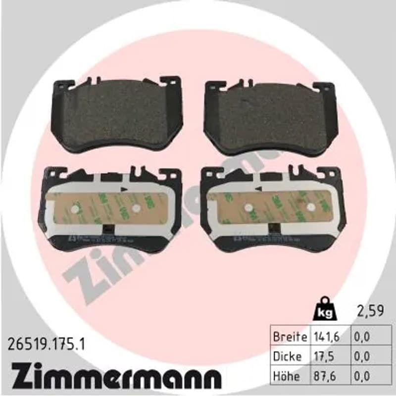 ZIMMERMANN stabdžių trinkelių rinkinys, diskinis stabdys 26519.175.1