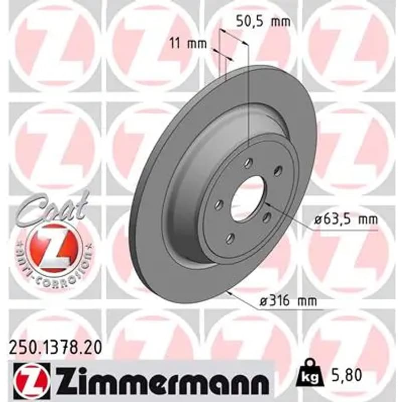 ZIMMERMANN stabdžių diskas 250.1378.20