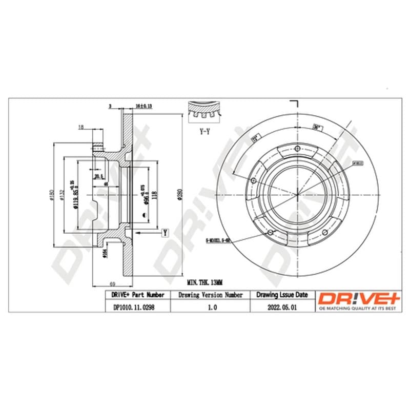 DRVE stabdžių diskas DP1010.11.0298