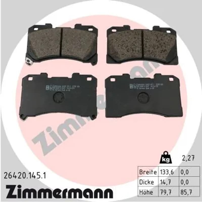 ZIMMERMANN stabdžių trinkelių rinkinys, diskinis stabdys 26420.145.1