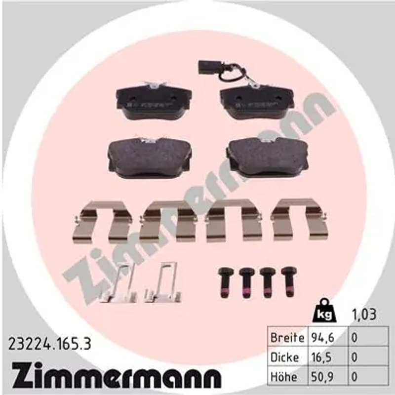 ZIMMERMANN stabdžių trinkelių rinkinys, diskinis stabdys 23224.165.3