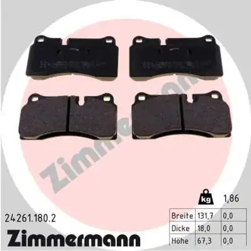 ZIMMERMANN stabdžių trinkelių rinkinys, diskinis stabdys 24261.180.2