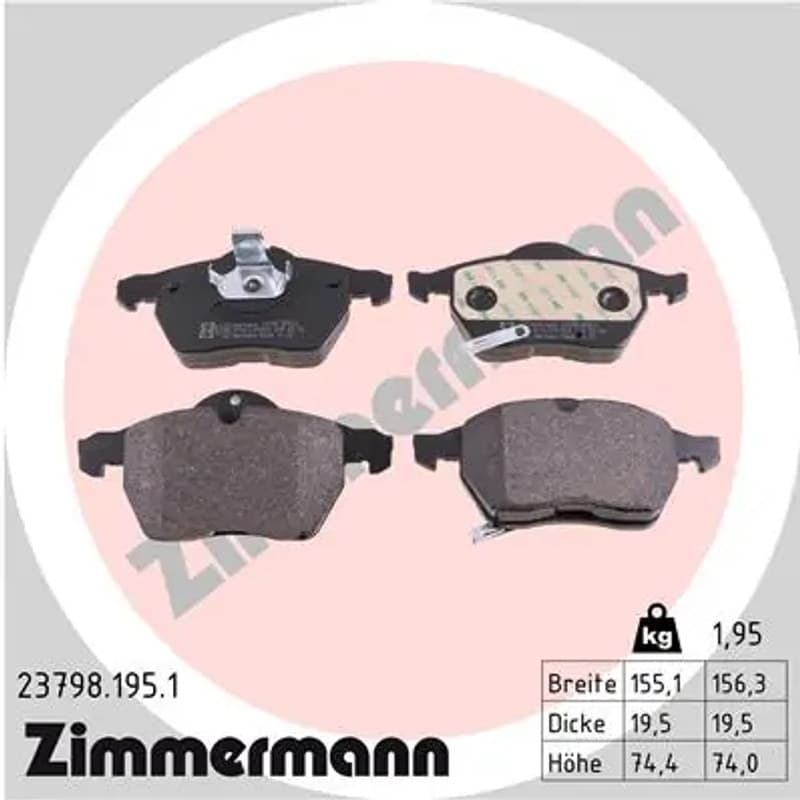 ZIMMERMANN stabdžių trinkelių rinkinys, diskinis stabdys 23798.195.1