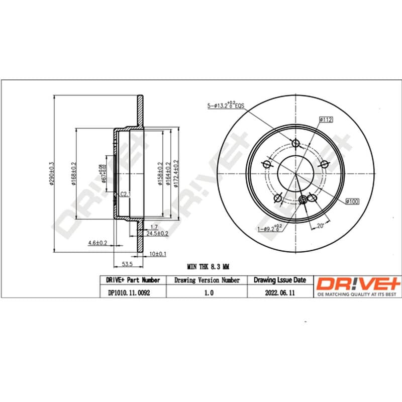 DRVE DP1010.11.0092 stabdžių diskas