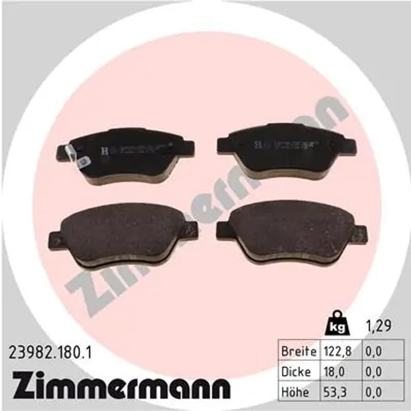 ZIMMERMANN stabdžių trinkelių rinkinys, diskinis stabdys 23982.180.1