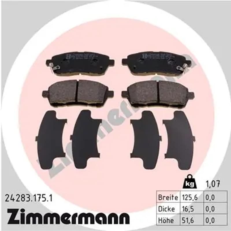 ZIMMERMANN stabdžių trinkelių rinkinys, diskinis stabdys 24283.175.1
