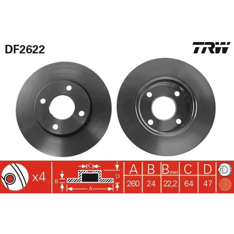 TRW stabdžių diskas DF2622