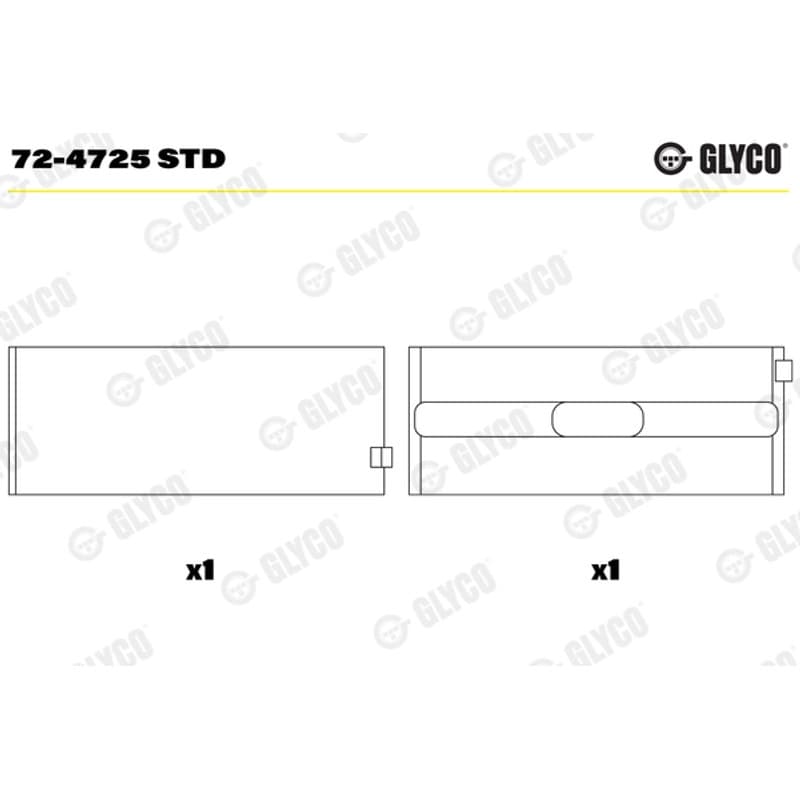 GLYCO pagrindiniai guoliai, alkūninis velenas 72-4725 STD