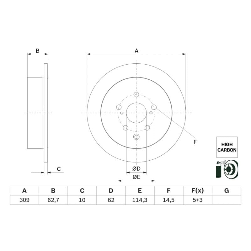 BOSCH 0 986 479 G61 stabdžių diskas