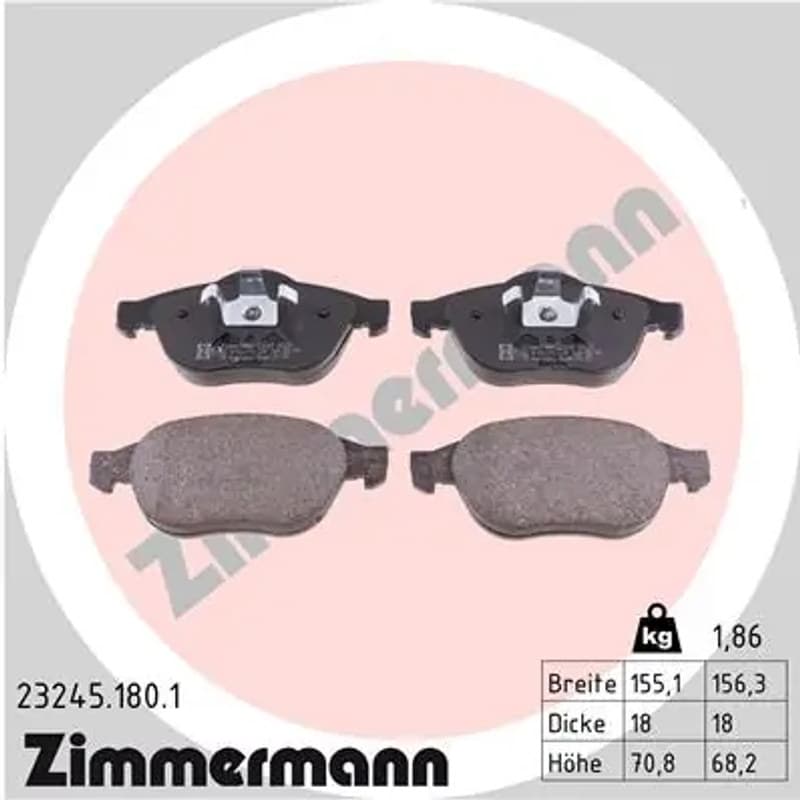 ZIMMERMANN stabdžių trinkelių rinkinys, diskinis stabdys 23245.180.1