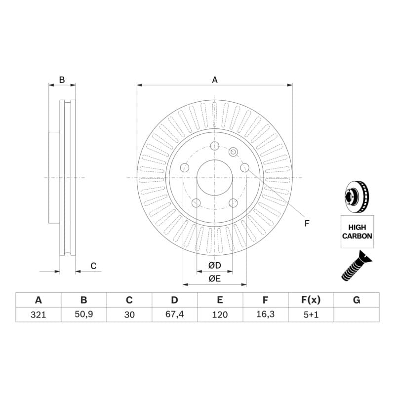 BOSCH 0 986 479 C16 stabdžių diskas