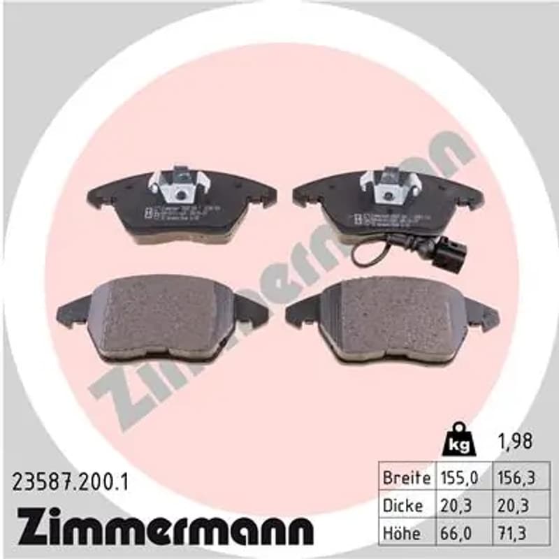 ZIMMERMANN stabdžių trinkelių rinkinys, diskinis stabdys 23587.200.1