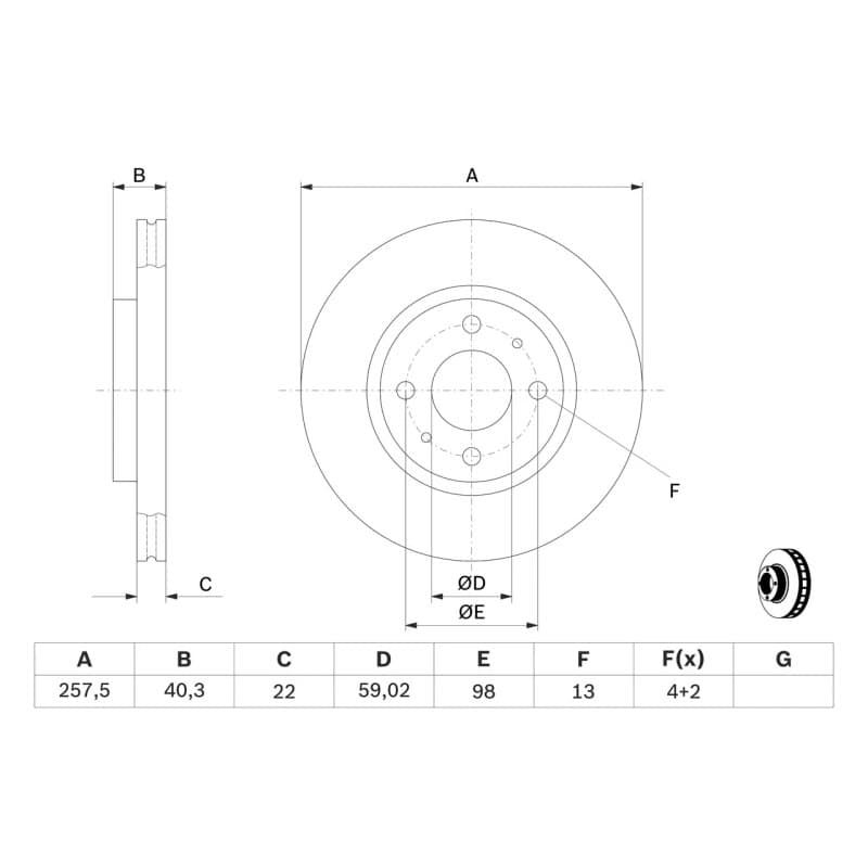 BOSCH 0 986 479 B43 stabdžių diskas