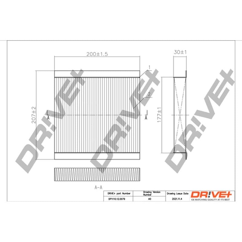 DRVE filtras, salono oras DP1110.12.0079