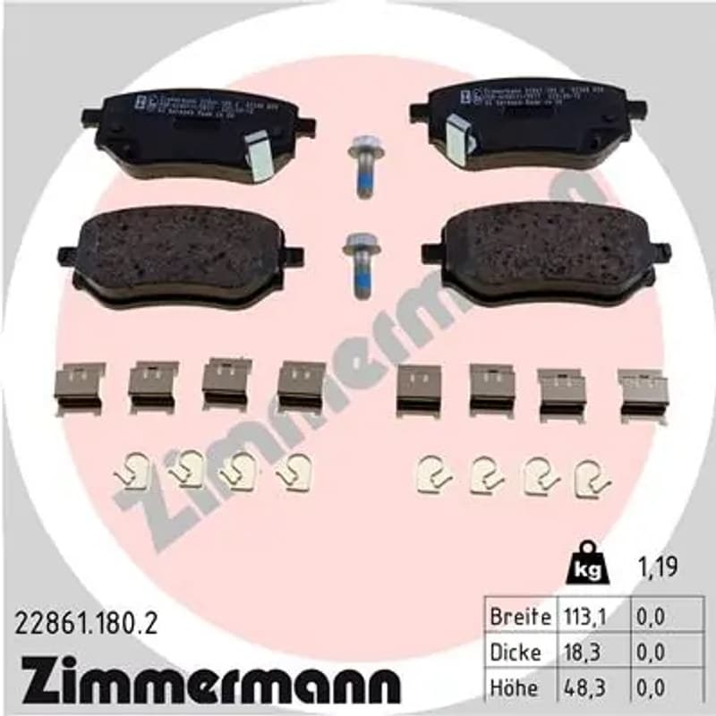 ZIMMERMANN stabdžių trinkelių rinkinys, diskinis stabdys 22861.180.2