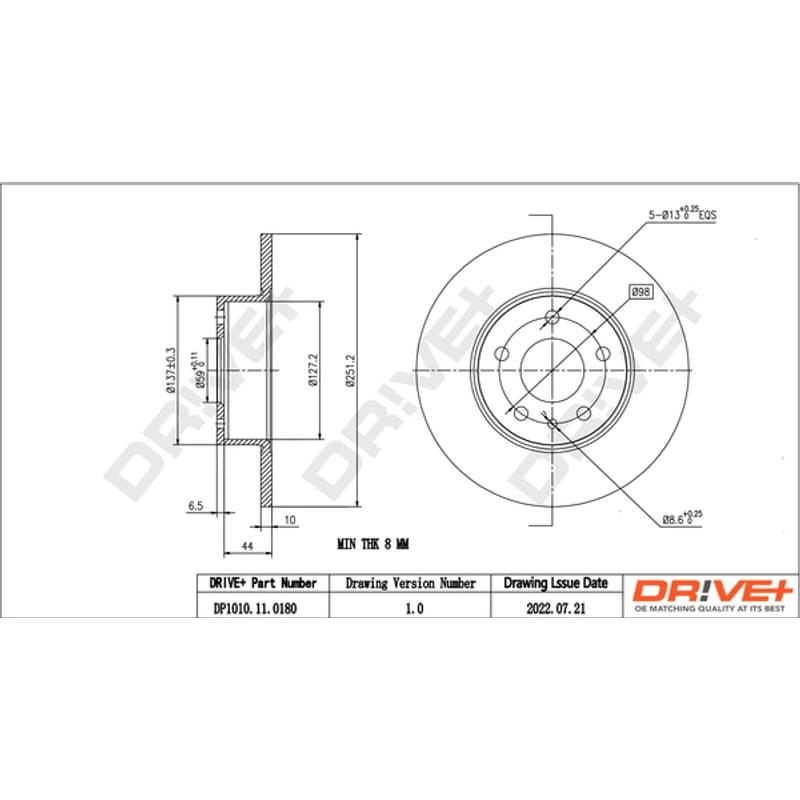 DRVE stabdžių diskas DP1010.11.0180