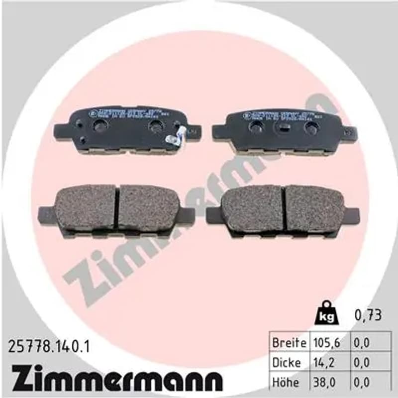 ZIMMERMANN stabdžių trinkelių rinkinys, diskinis stabdys 25778.140.1