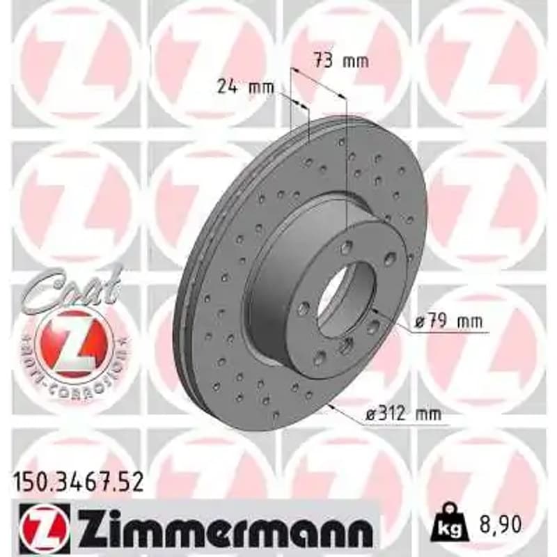 ZIMMERMANN stabdžių diskas 150.3467.52