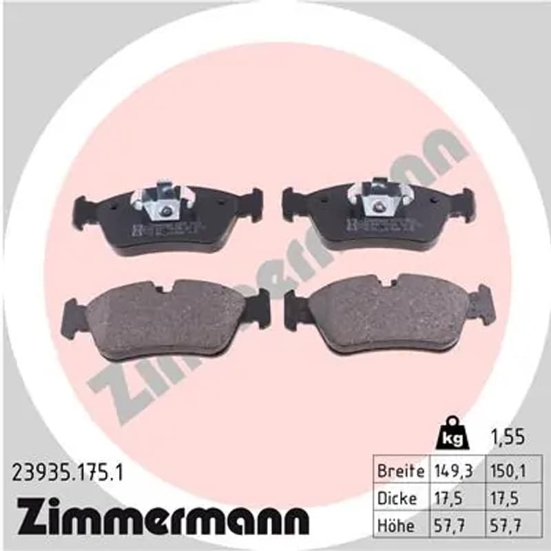 ZIMMERMANN stabdžių trinkelių rinkinys, diskinis stabdys 23935.175.1