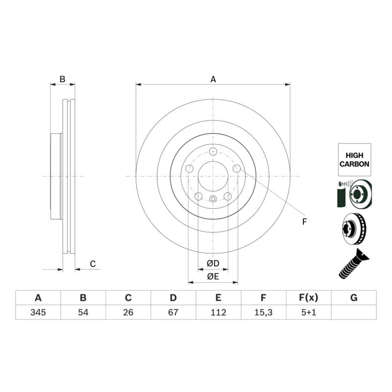 BOSCH 0 986 479 F69 stabdžių diskas