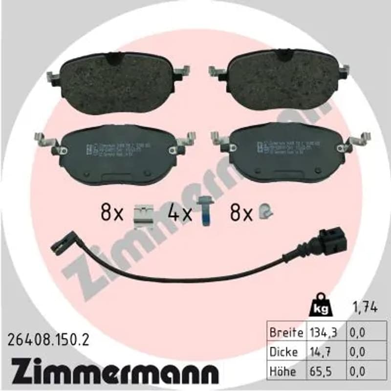 ZIMMERMANN stabdžių trinkelių rinkinys, diskinis stabdys 26408.150.2