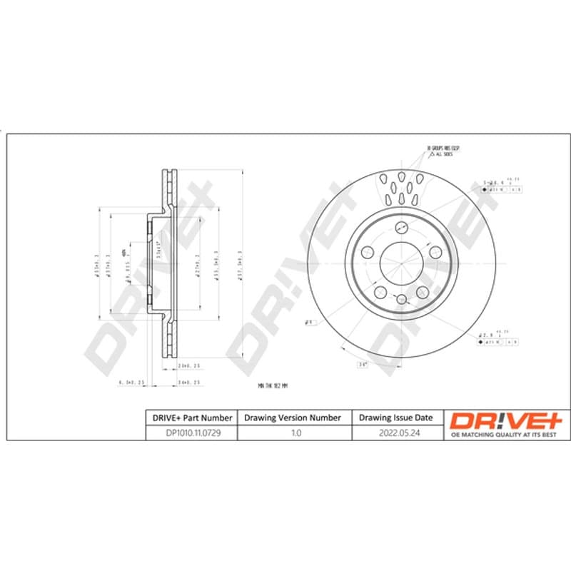 DRVE DP1010.11.0729 stabdžių diskas