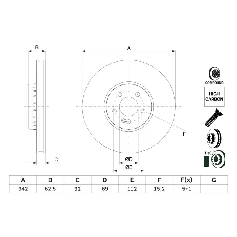 BOSCH 0 986 479 H41 stabdžių diskas