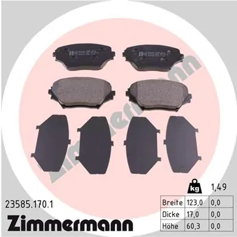 ZIMMERMANN stabdžių trinkelių rinkinys, diskinis stabdys 23585.170.1