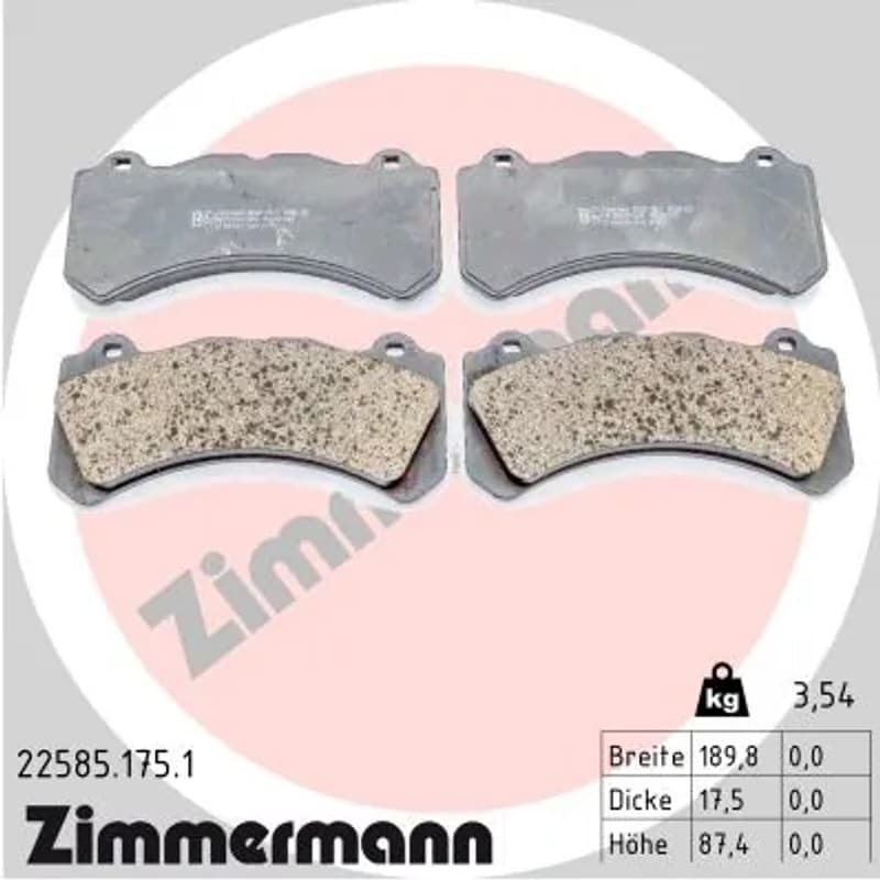 ZIMMERMANN stabdžių trinkelių rinkinys, diskinis stabdys 22585.175.1