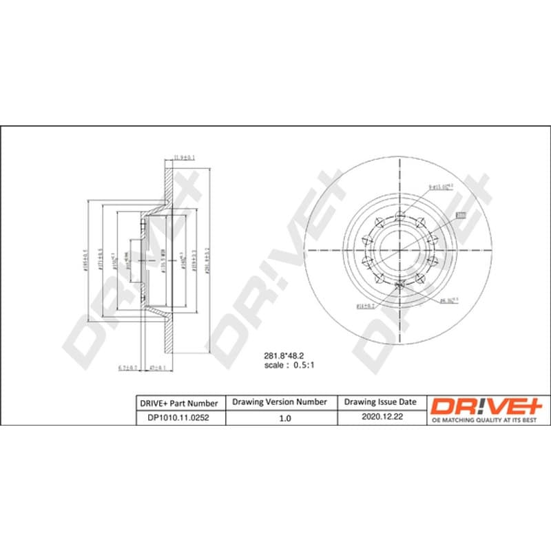 DRVE stabdžių diskas DP1010.11.0252