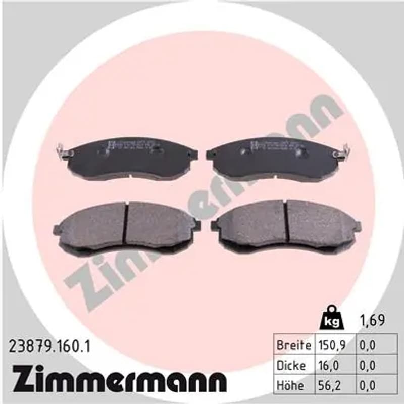 ZIMMERMANN stabdžių trinkelių rinkinys, diskinis stabdys 23879.160.1
