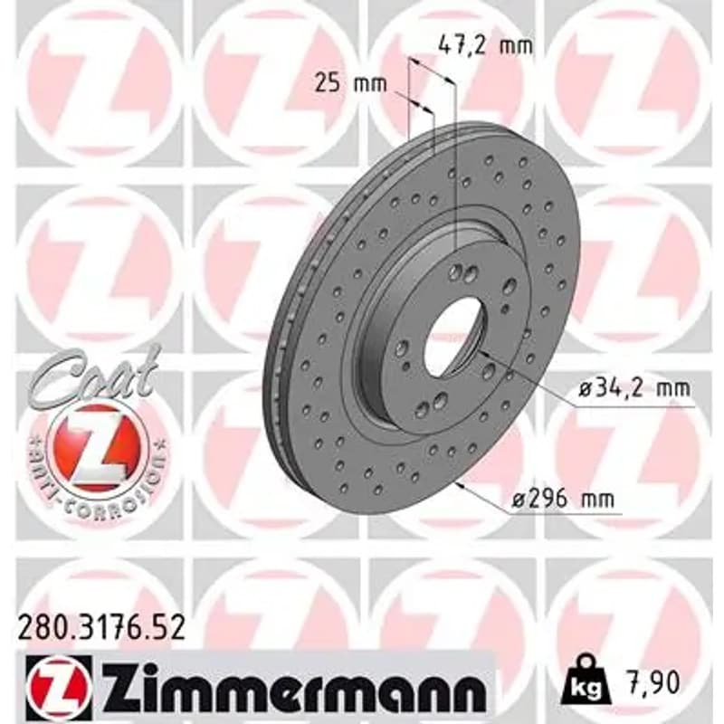ZIMMERMANN stabdžių diskas 280.3176.52