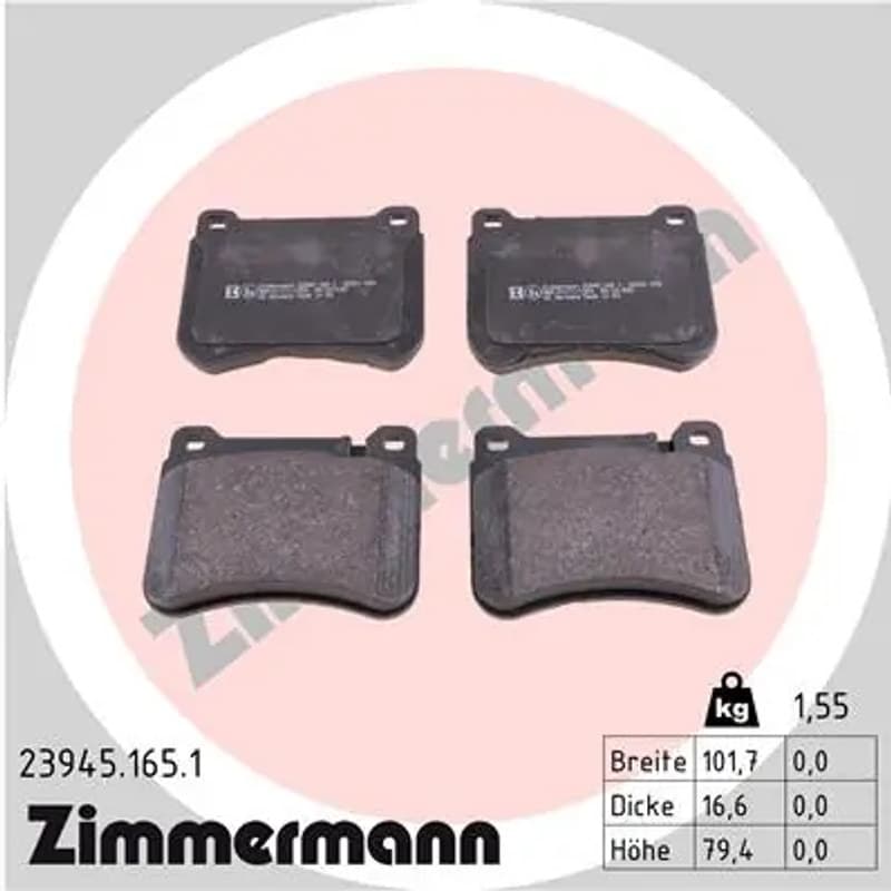 ZIMMERMANN stabdžių trinkelių rinkinys, diskinis stabdys 23945.165.1