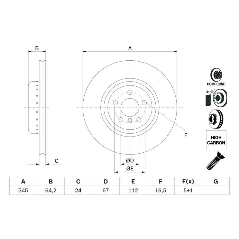 BOSCH 0 986 479 F61 stabdžių diskas
