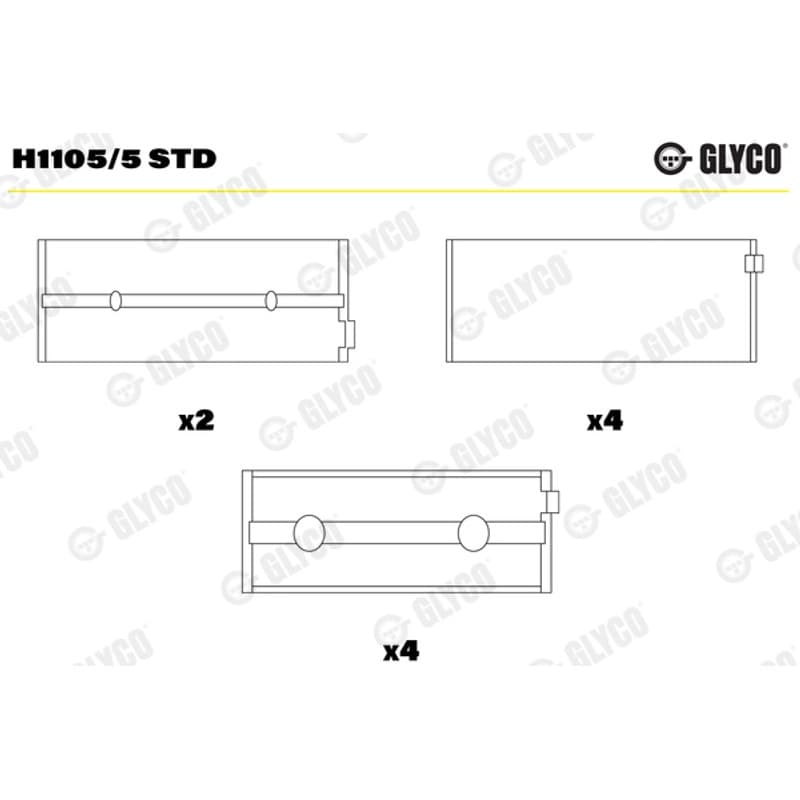 GLYCO pagrindiniai guoliai, alkūninis velenas H1105/5 STD