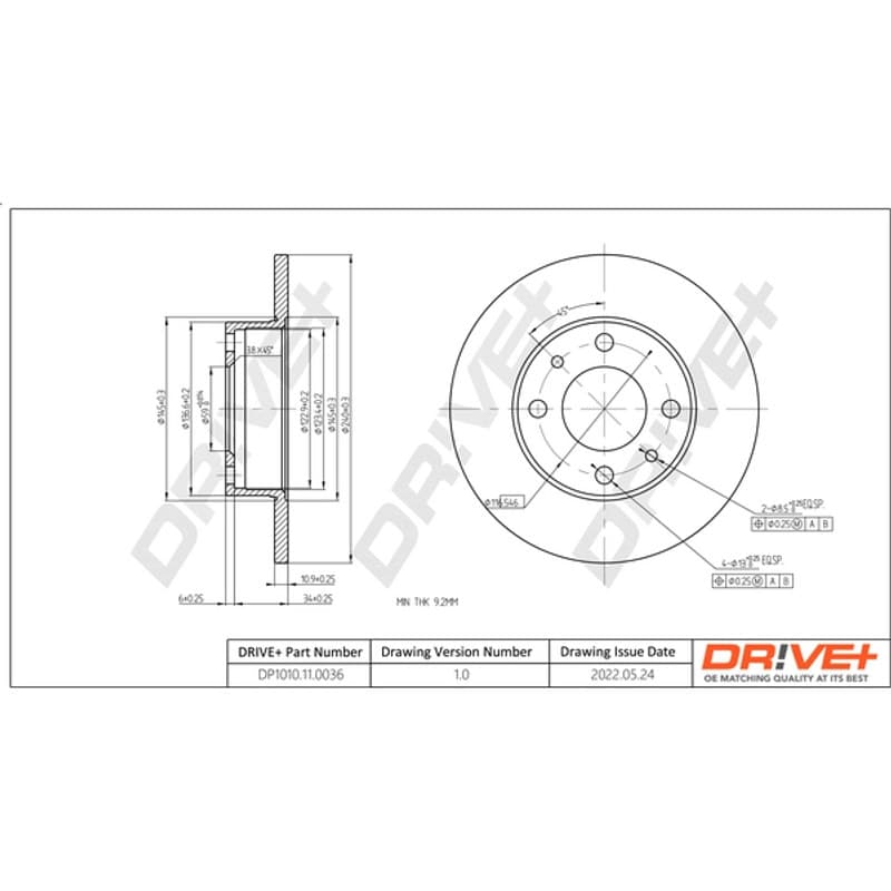 DRVE stabdžių diskas DP1010.11.0036