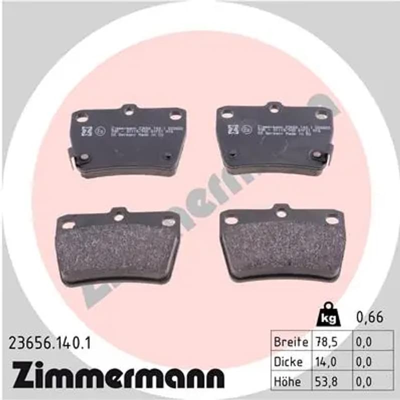 ZIMMERMANN 23656.140.1 stabdžių trinkelių rinkinys, diskinis stabdys