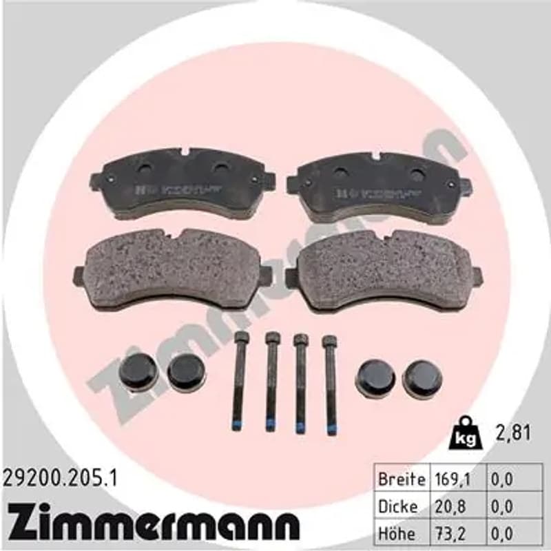 ZIMMERMANN stabdžių trinkelių rinkinys, diskinis stabdys 29200.205.1