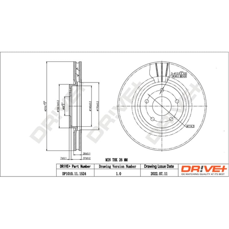 DRVE stabdžių diskas DP1010.11.1524