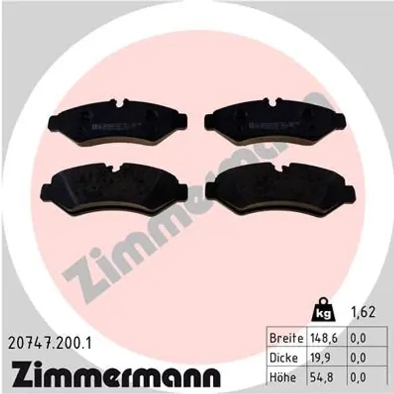 ZIMMERMANN stabdžių trinkelių rinkinys, diskinis stabdys 20747.200.1