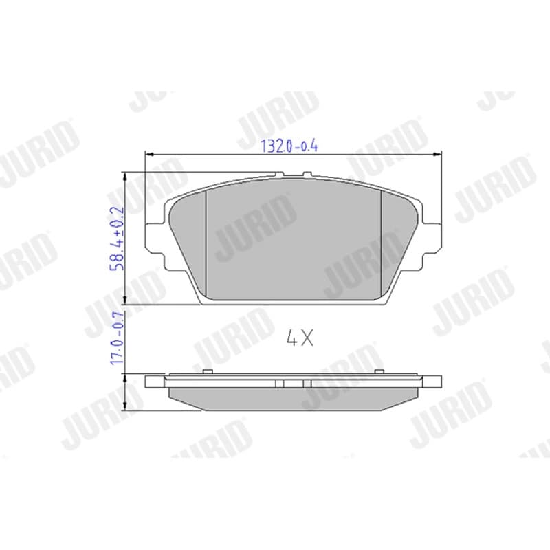 JURID stabdžių trinkelių rinkinys, diskinis stabdys 572428J