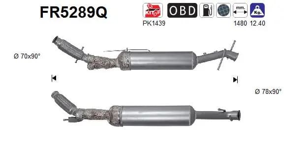 Suodžių / kietųjų dalelių filtras, išmetimo sistema AS FR5289Q