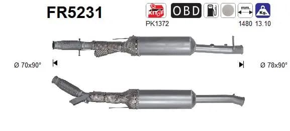 Suodžių / kietųjų dalelių filtras, išmetimo sistema AS FR5231