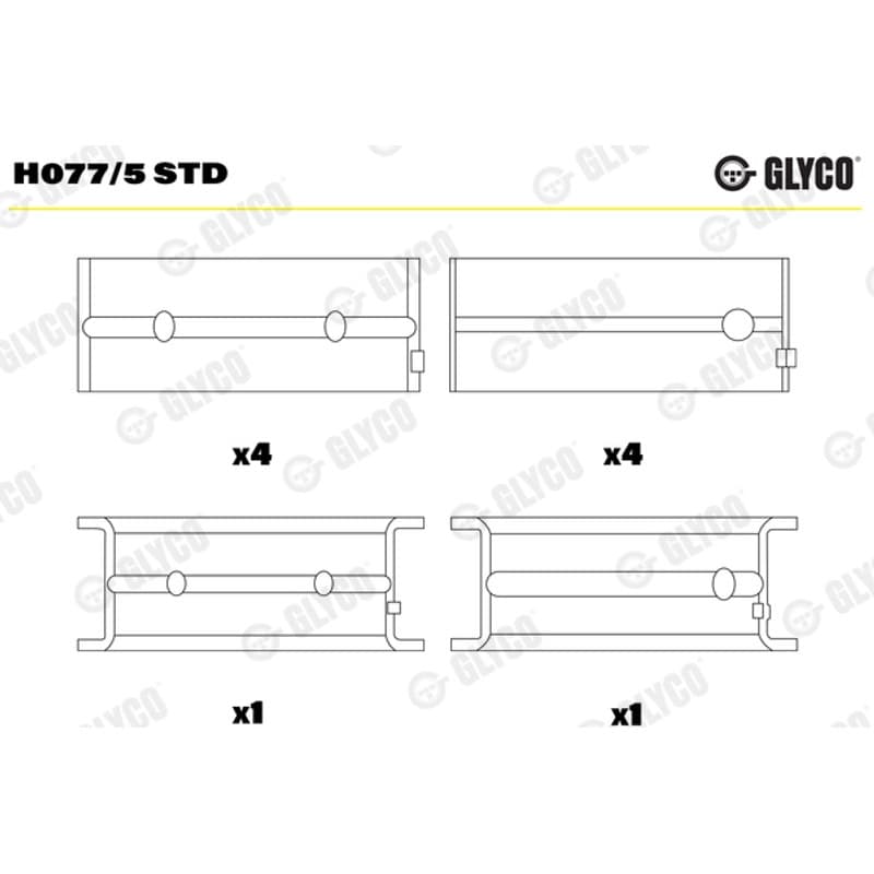 GLYCO pagrindiniai guoliai, alkūninis velenas H077/5 STD